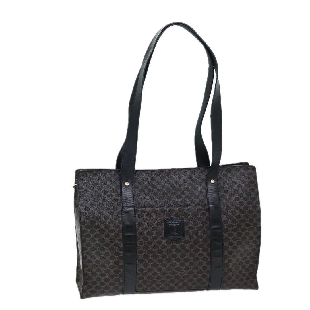 Celine Macadam Canvas Tote Bag PVC Black Auth 73751
