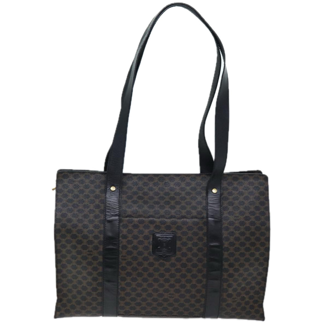 Celine Macadam Canvas Tote Bag PVC Black Auth 73751
