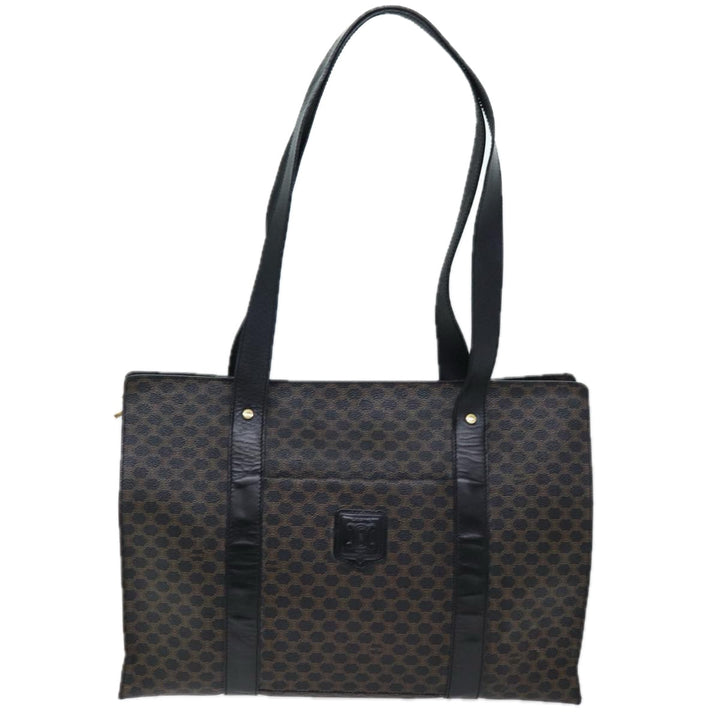 Celine Macadam Canvas Tote Bag PVC Black Auth 73751