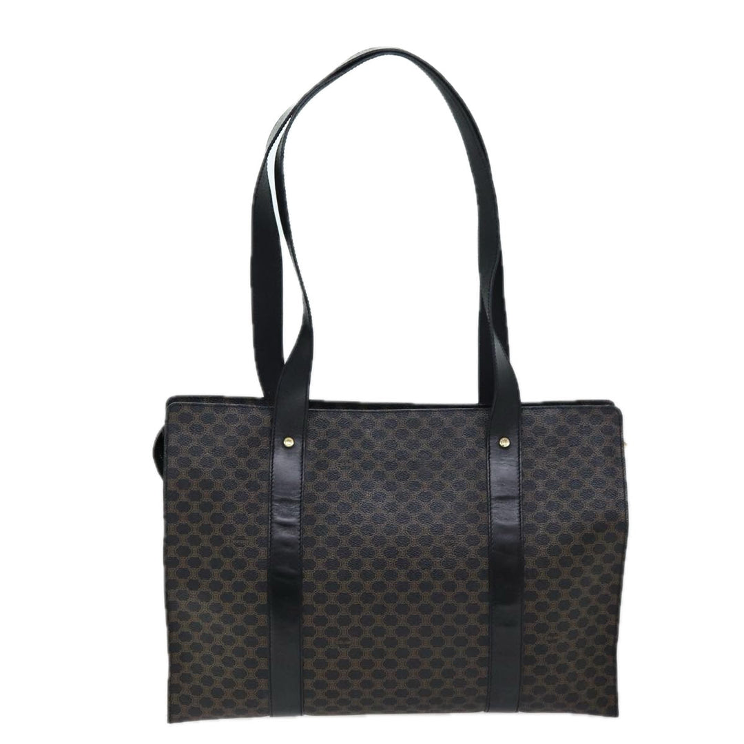 Celine Macadam Canvas Tote Bag PVC Black Auth 73751