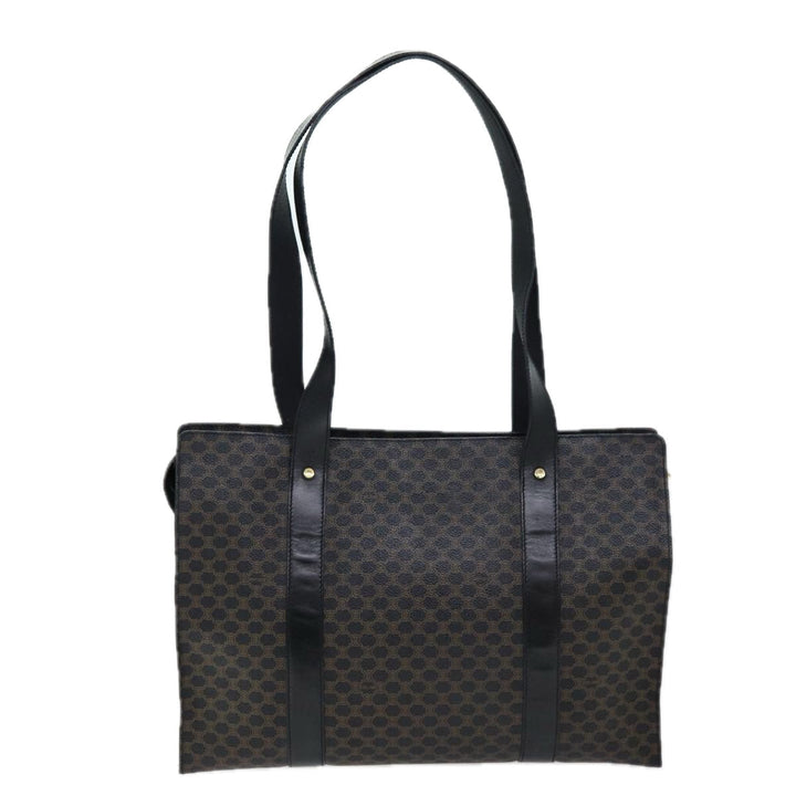 Celine Macadam Canvas Tote Bag PVC Black Auth 73751