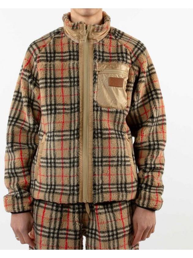 Burberry Men's Wesley Vintage Check Fleece Zip-Up Hoodie Beige