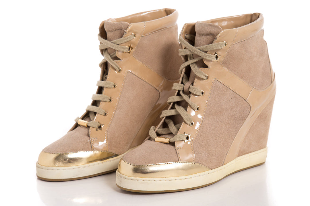 Jimmy Choo Gold Sneaker Wedge SZ 39.5