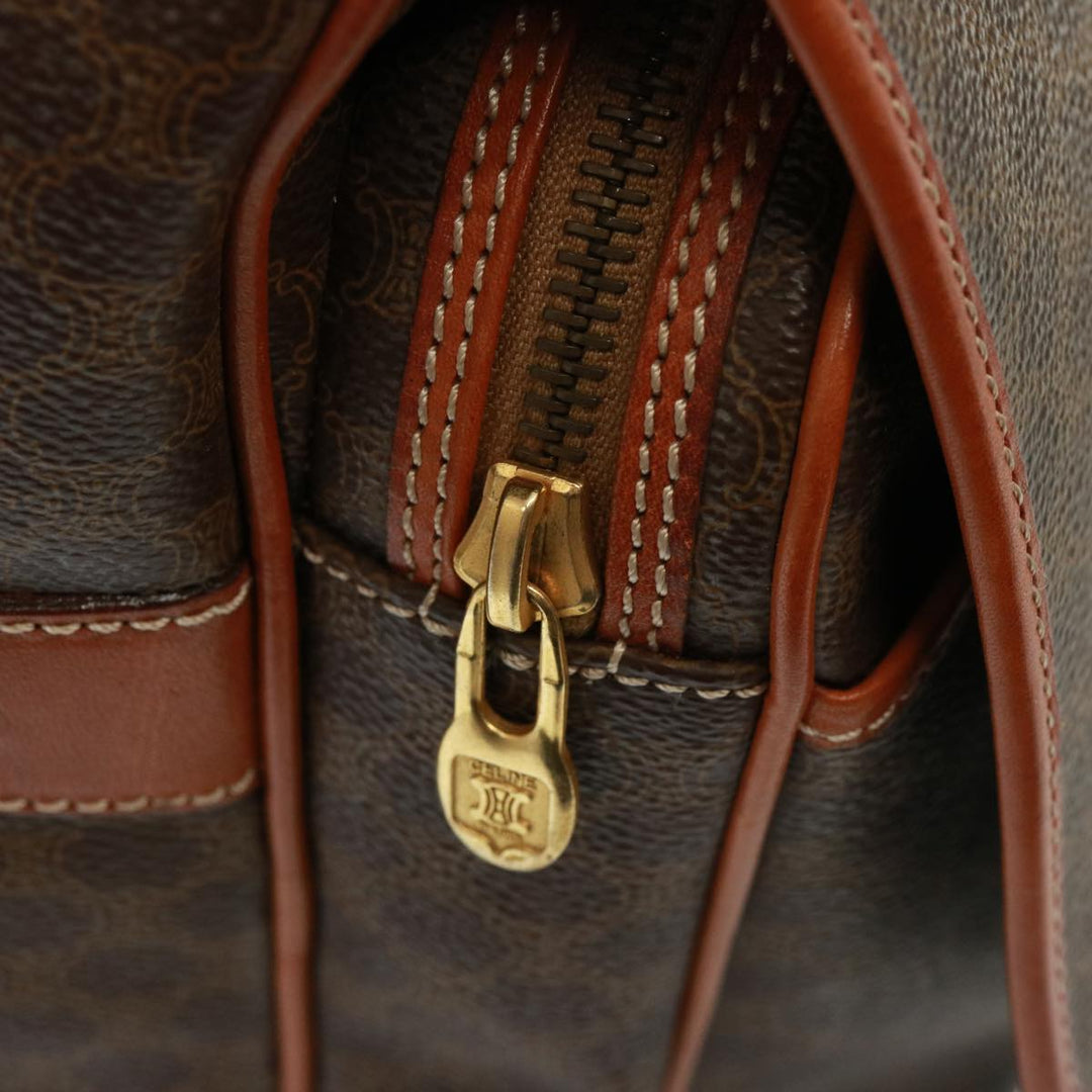 Celine Macadam Canvas Boston Bag PVC 2way Brown Auth 73841