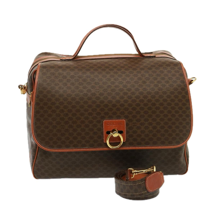 Celine Macadam Canvas Boston Bag PVC 2way Brown Auth 73841