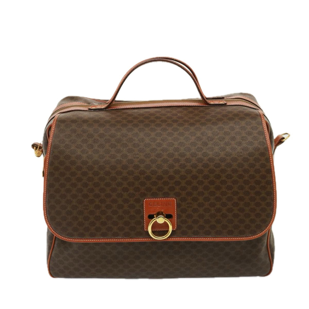 Celine Macadam Canvas Boston Bag PVC 2way Brown Auth 73841