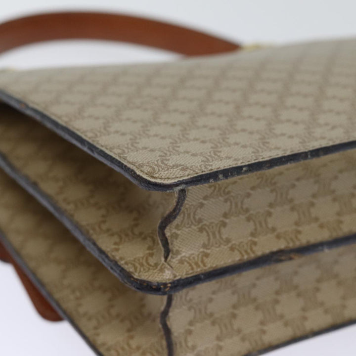 Celine Macadam Canvas Hand Bag Beige Auth 73851