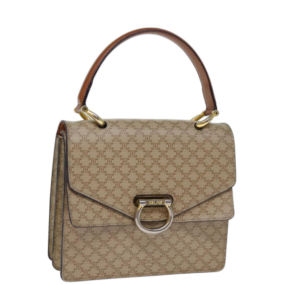 Celine Macadam Canvas Hand Bag Beige Auth 73851