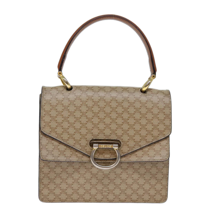 Celine Macadam Canvas Hand Bag Beige Auth 73851
