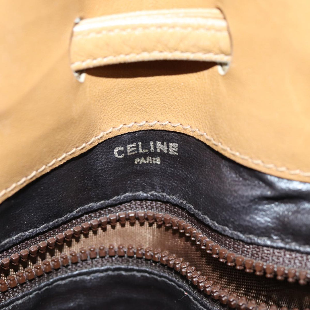 Celine Macadam Canvas Shoulder Bag Beige Auth 73856