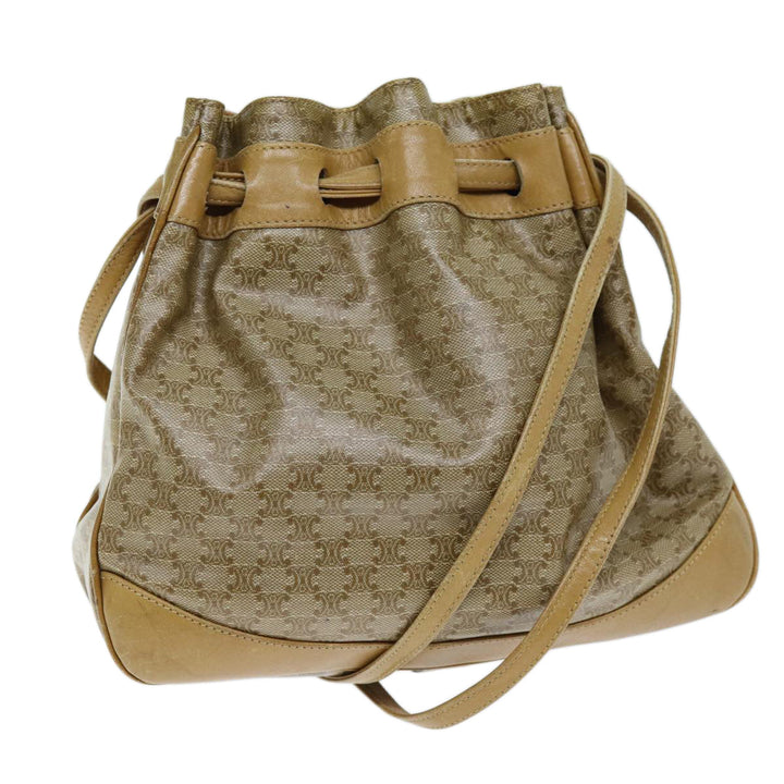 Celine Macadam Canvas Shoulder Bag Beige Auth 73856