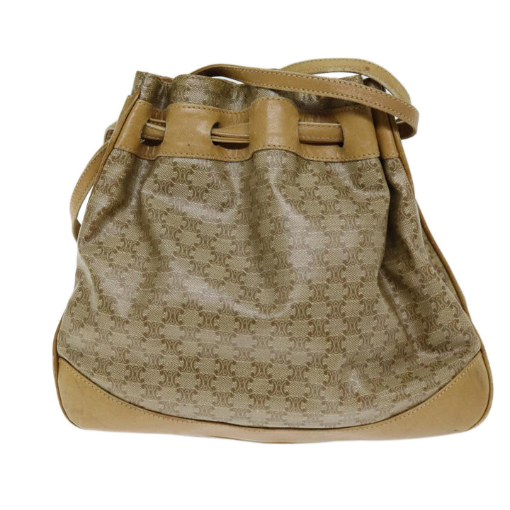 Celine Macadam Canvas Shoulder Bag Beige Auth 73856
