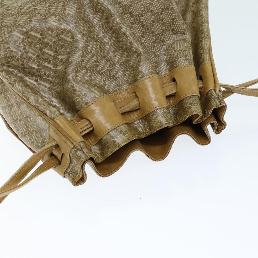 Celine Macadam Canvas Shoulder Bag Beige Auth 73856