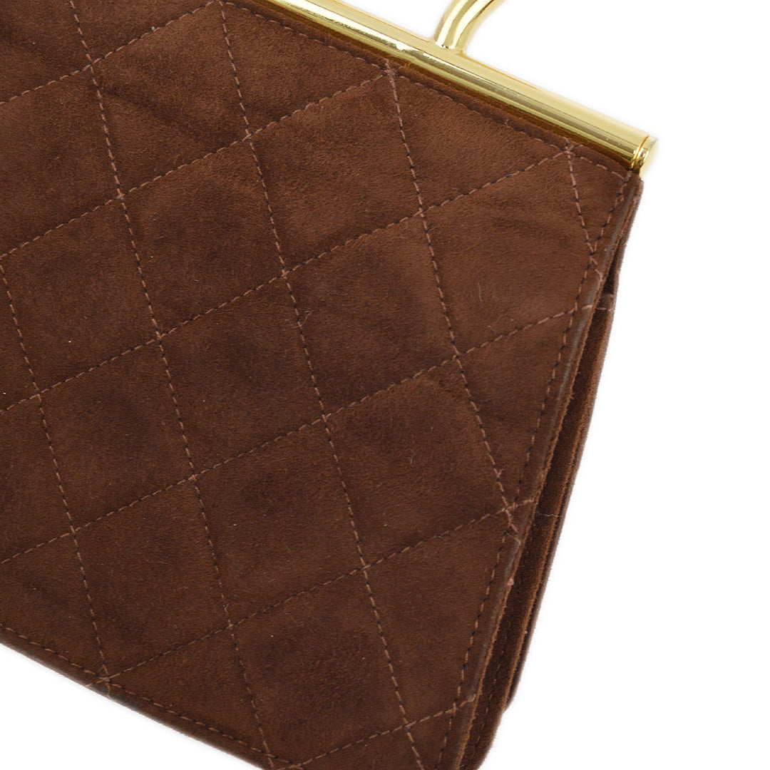 Top Quality Chanel Brown Suede Party Handbag