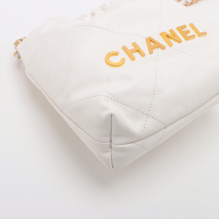 Top Quality Chanel 22 Mini Leather Chain Shoulder Bag White G  AS3980