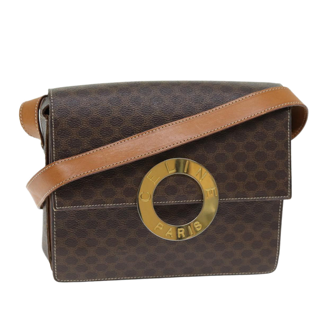 Celine Macadam Canvas Shoulder Bag PVC Brown Auth 73945