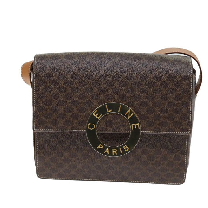 Celine Macadam Canvas Shoulder Bag PVC Brown Auth 73945