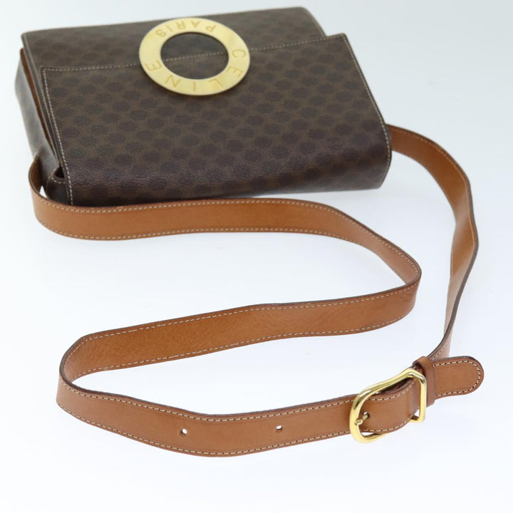 Celine Macadam Canvas Shoulder Bag PVC Brown Auth 73945