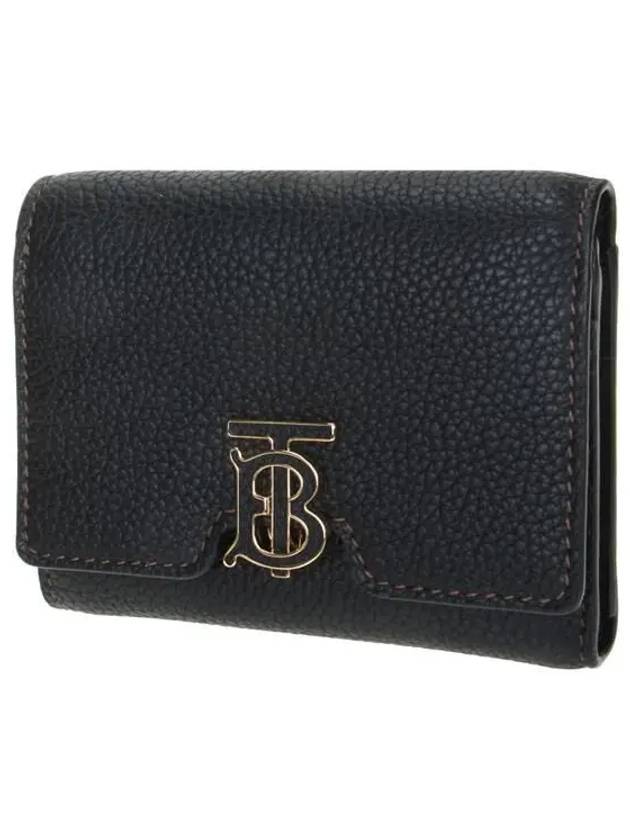 Burberry Monogram Motif Grainy Leather Folding Wallet Black