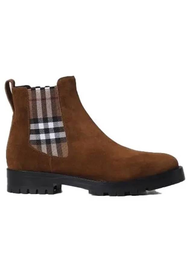 Burberry Vintage Check Detail Suede Chelsea Boots Chocolate