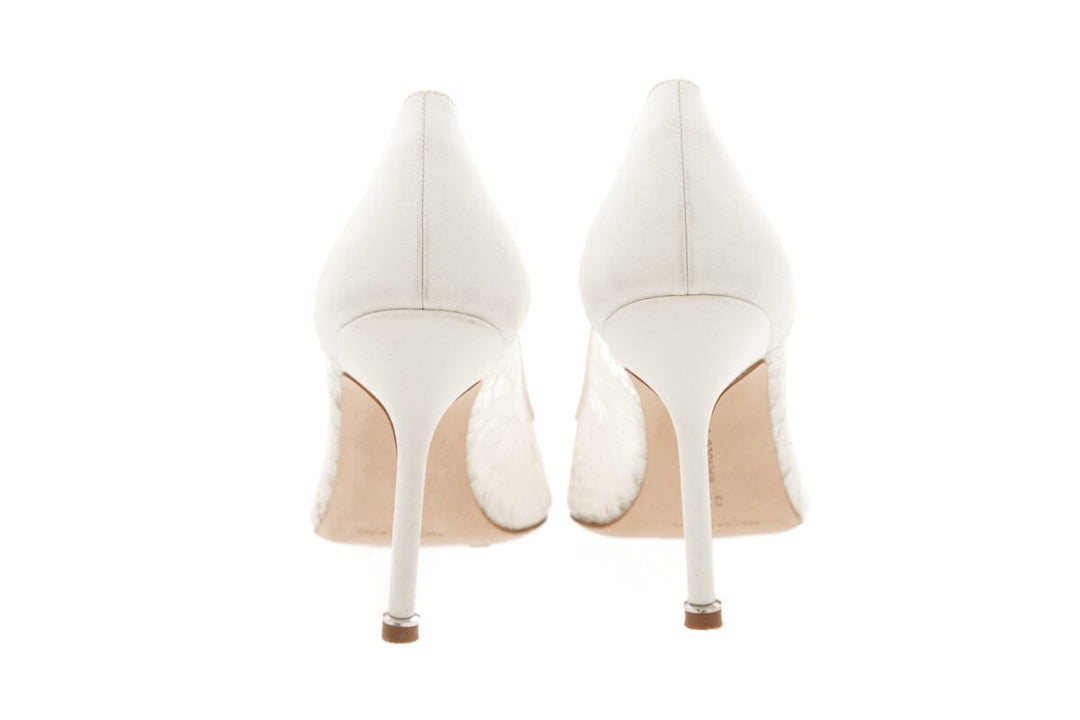 Manolo Blahnik White Lace Heel SZ 36