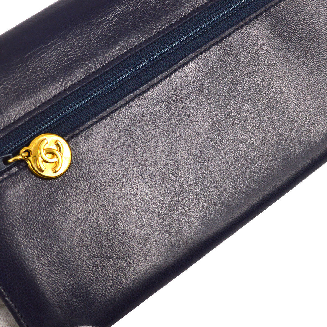 Top Quality Chanel 1991-1994 Navy Lambskin Timeless Wallet