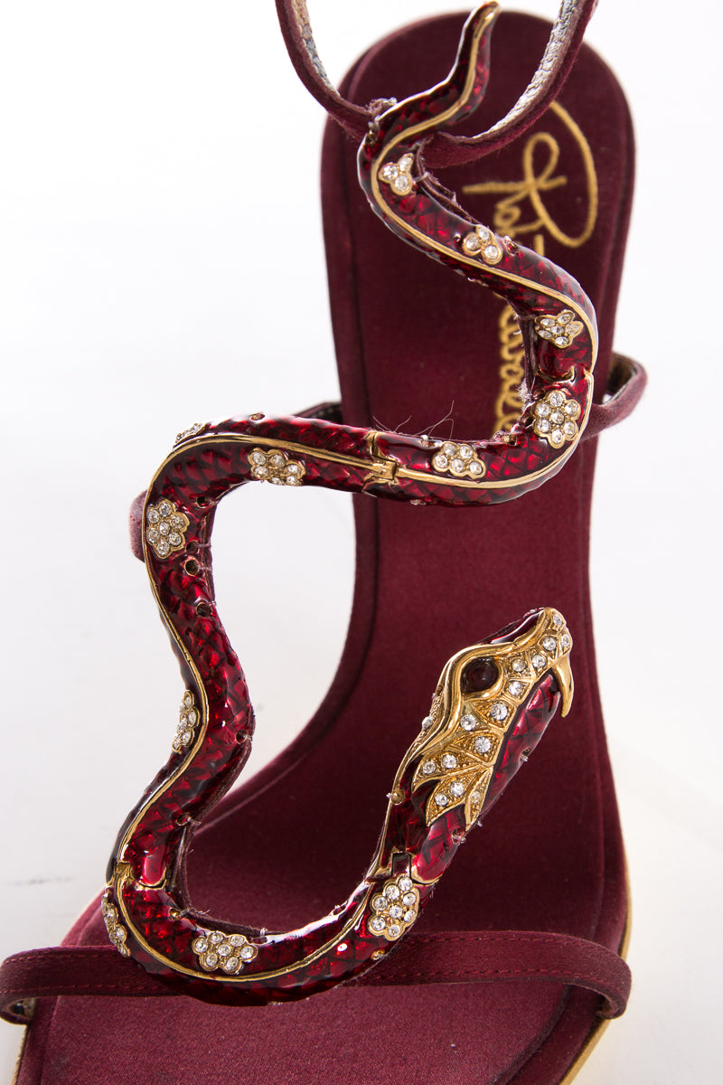 Roberto Cavalli Burgundy & Snake Detail Heels SZ 36