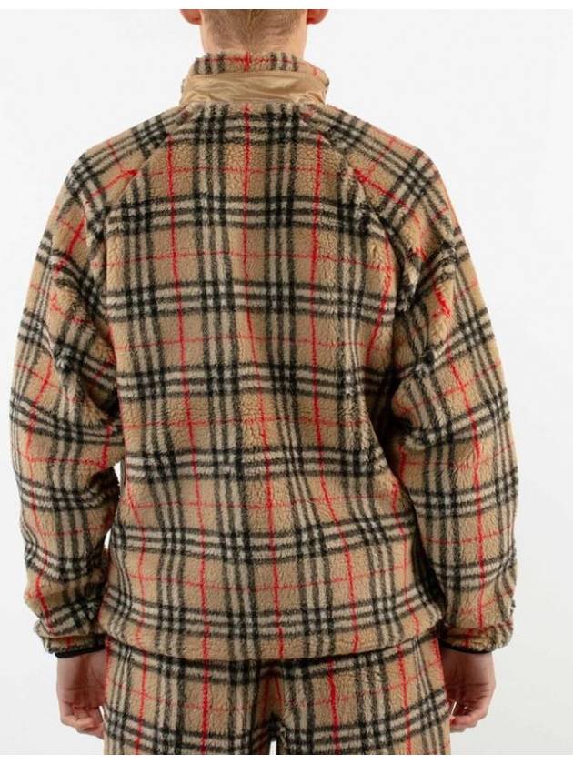 Burberry Men's Wesley Vintage Check Fleece Zip-Up Hoodie Beige