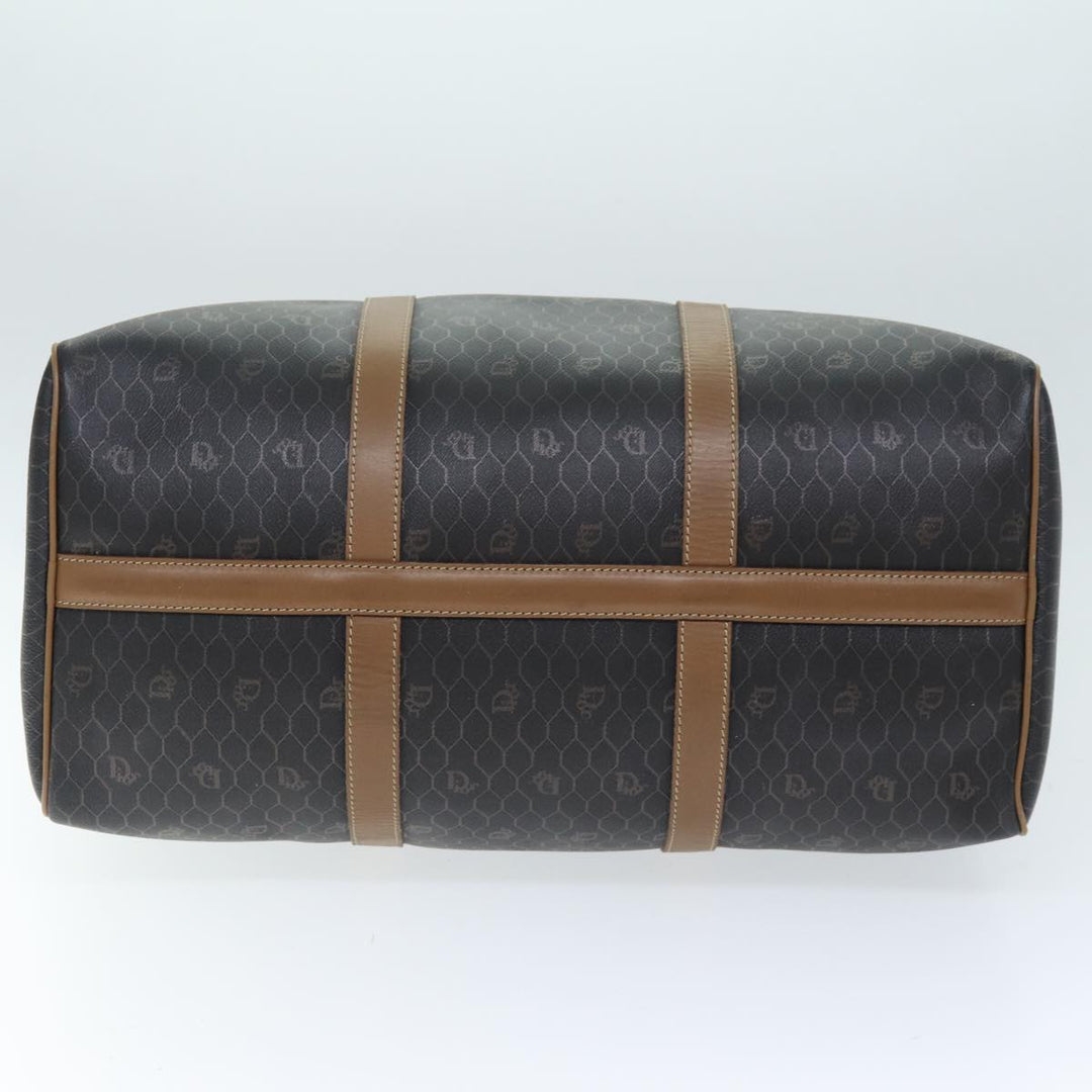 CHRISTIAN Top quality Dior Honeycomb Canvas Boston Bag PVC Leather Black Auth 74187