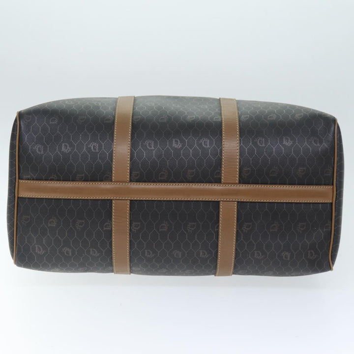 CHRISTIAN Top quality Dior Honeycomb Canvas Boston Bag PVC Leather Black Auth 74187
