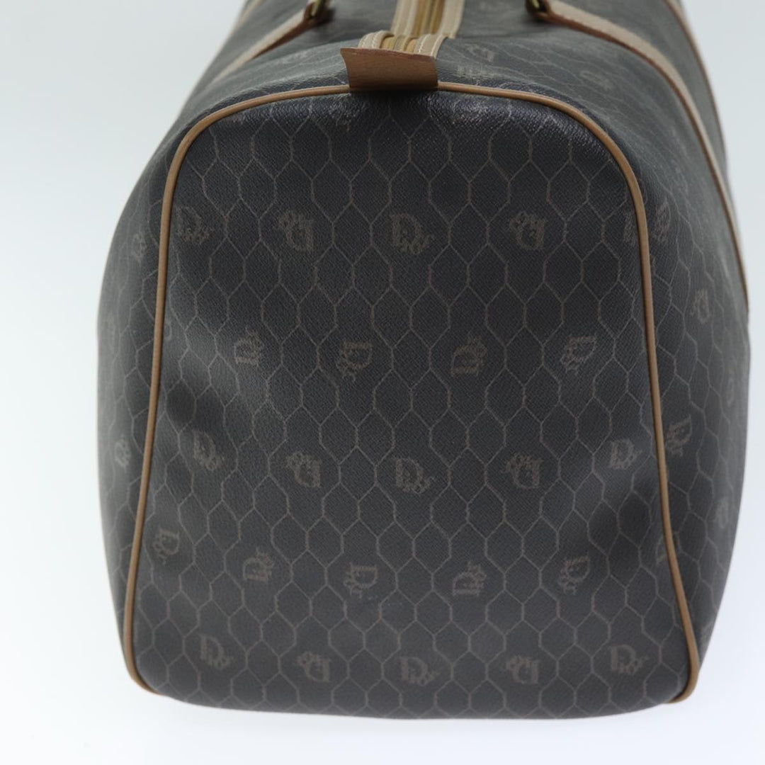 CHRISTIAN Top quality Dior Honeycomb Canvas Boston Bag PVC Leather Black Auth 74187