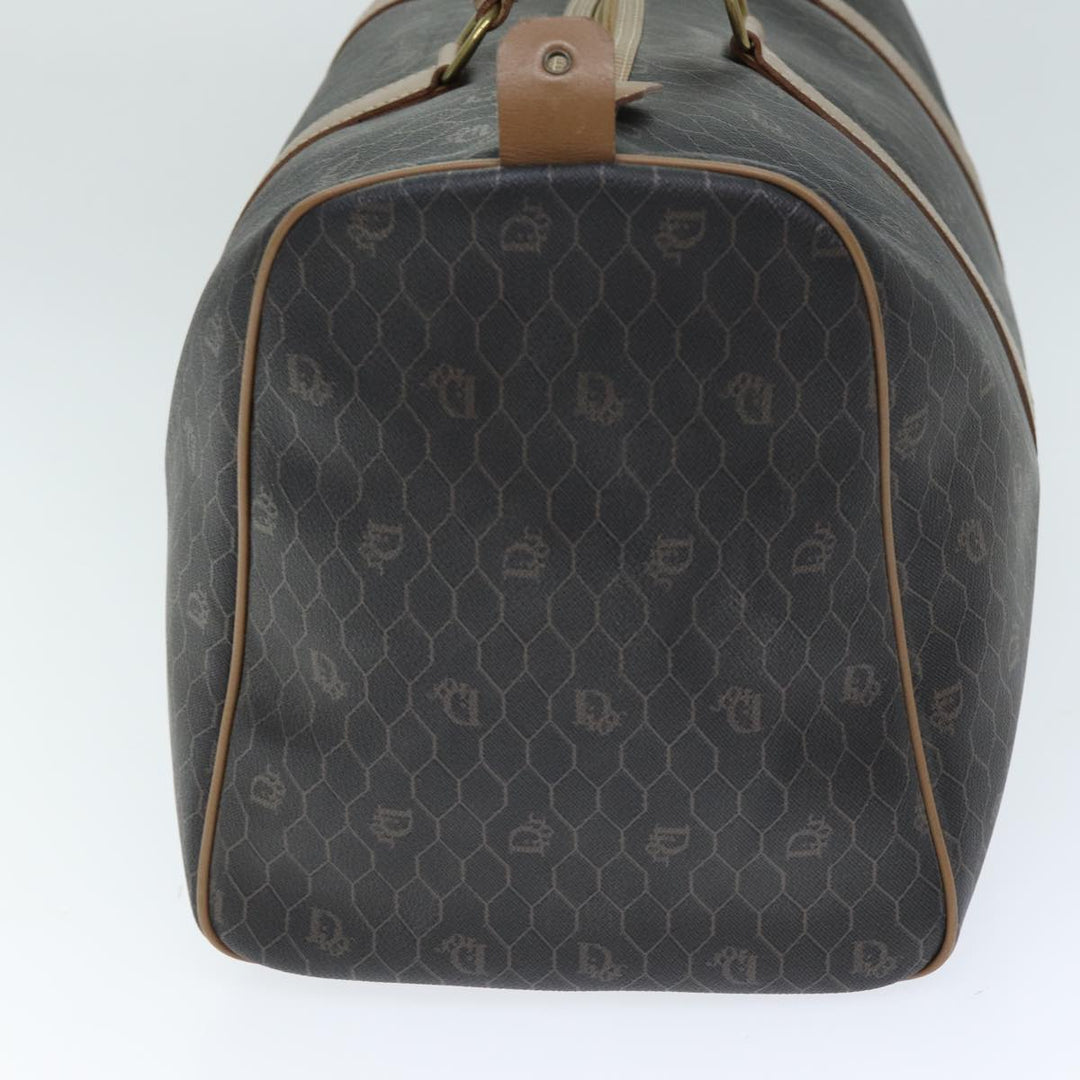 CHRISTIAN Top quality Dior Honeycomb Canvas Boston Bag PVC Leather Black Auth 74187