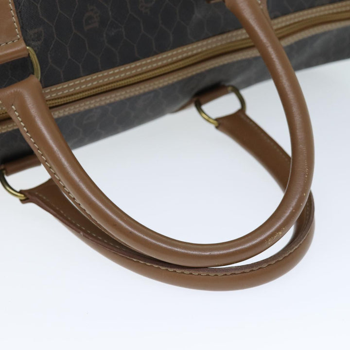 CHRISTIAN Top quality Dior Honeycomb Canvas Boston Bag PVC Leather Black Auth 74187