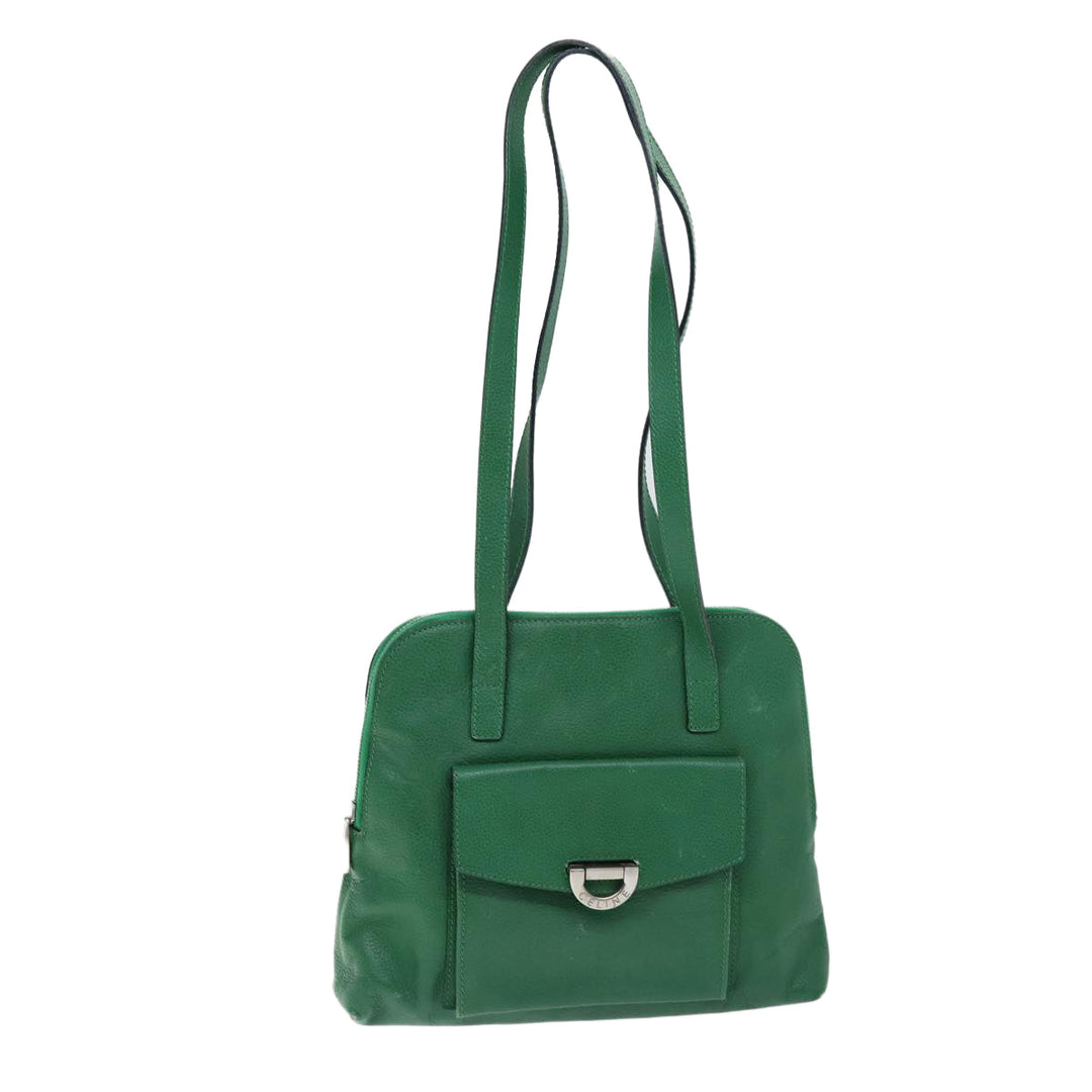 Celine Shoulder Bag Leather Green  74192