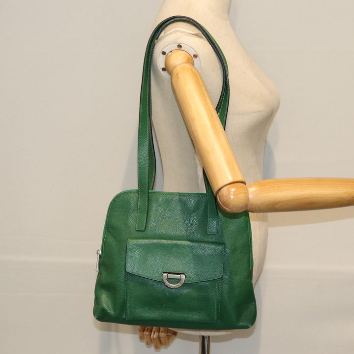 Celine Shoulder Bag Leather Green  74192