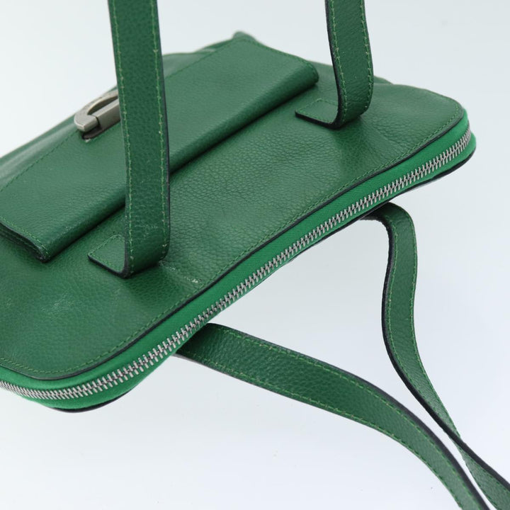 Celine Shoulder Bag Leather Green  74192