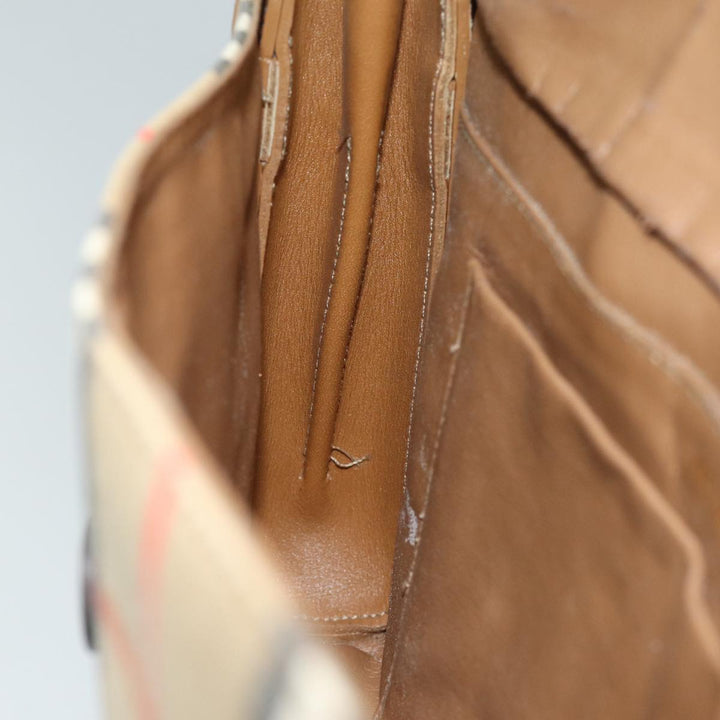 BurberrySs Nova Check Shoulder Bag Canvas Beige Auth 74254