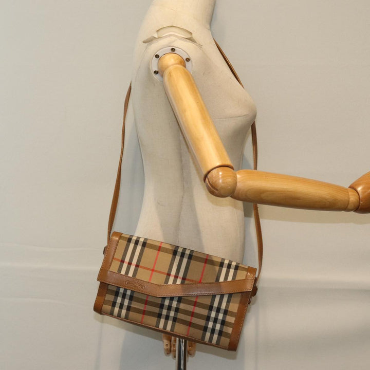 BurberrySs Nova Check Shoulder Bag Canvas Beige Auth 74254