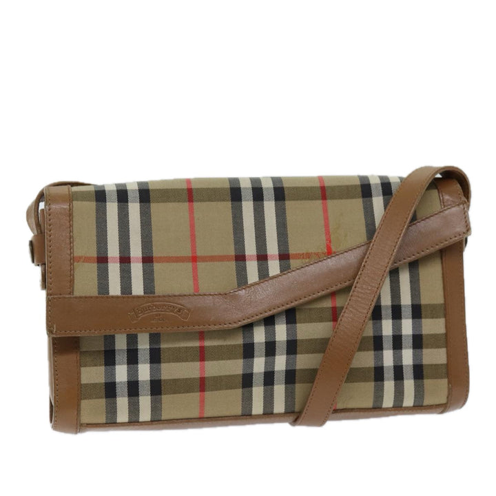 BurberrySs Nova Check Shoulder Bag Canvas Beige Auth 74254