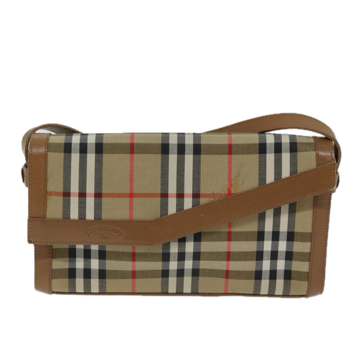 BurberrySs Nova Check Shoulder Bag Canvas Beige Auth 74254
