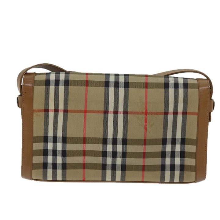 BurberrySs Nova Check Shoulder Bag Canvas Beige Auth 74254