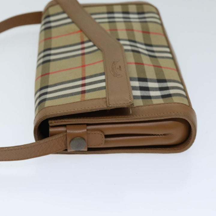 BurberrySs Nova Check Shoulder Bag Canvas Beige Auth 74254