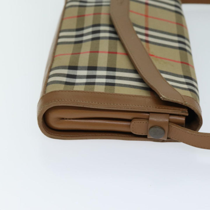 BurberrySs Nova Check Shoulder Bag Canvas Beige Auth 74254