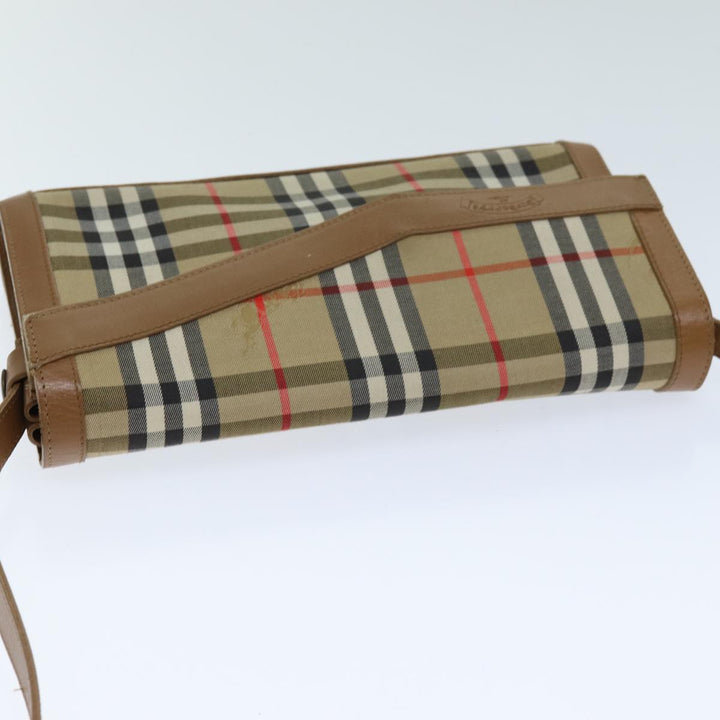 BurberrySs Nova Check Shoulder Bag Canvas Beige Auth 74254