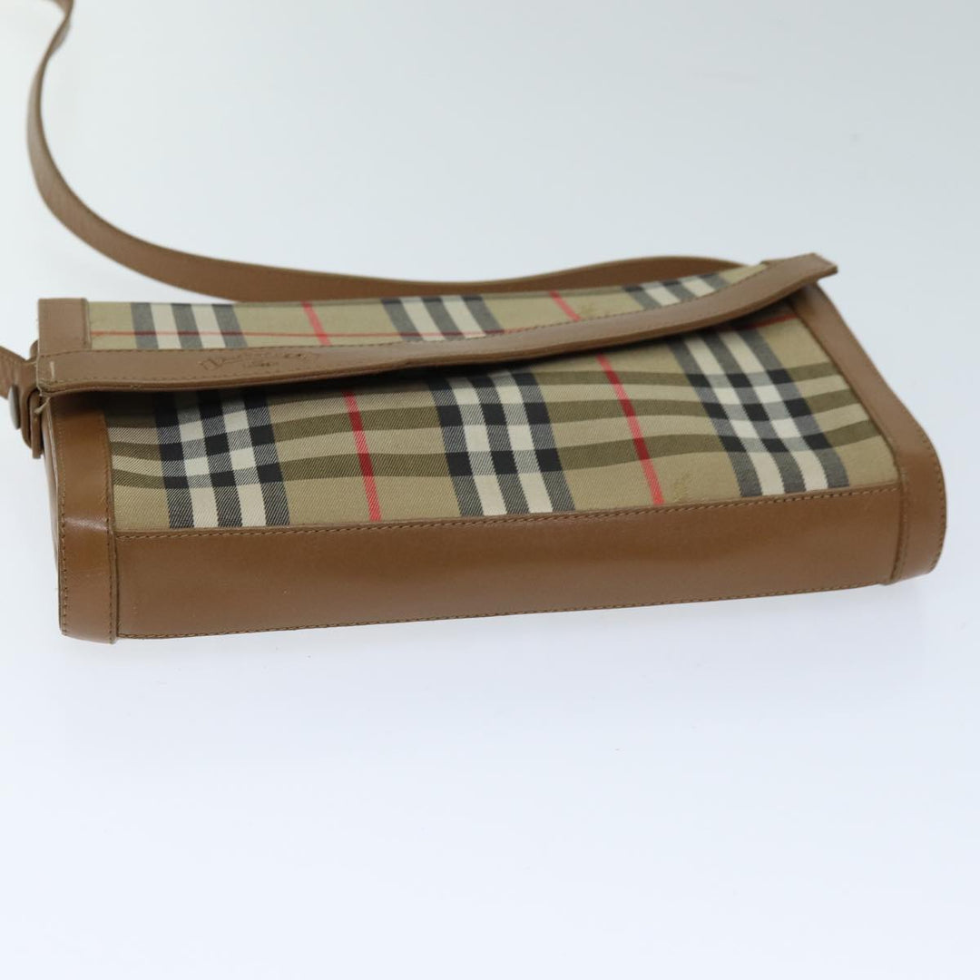 BurberrySs Nova Check Shoulder Bag Canvas Beige Auth 74254