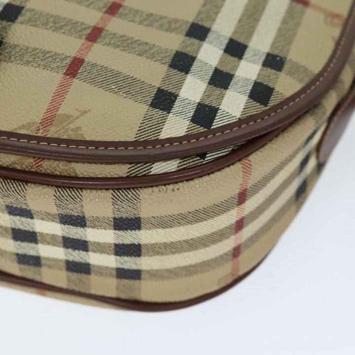 BurberrySs Nova Check Shoulder Bag PVC Leather Beige Auth 74258