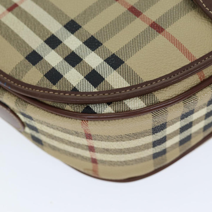 BurberrySs Nova Check Shoulder Bag PVC Leather Beige Auth 74258