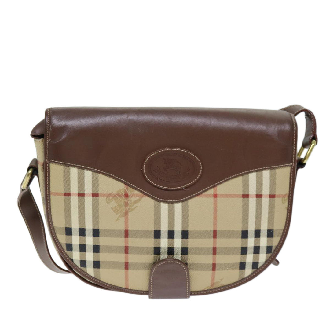 BurberrySs Nova Check Shoulder Bag PVC Leather Beige Auth 74258