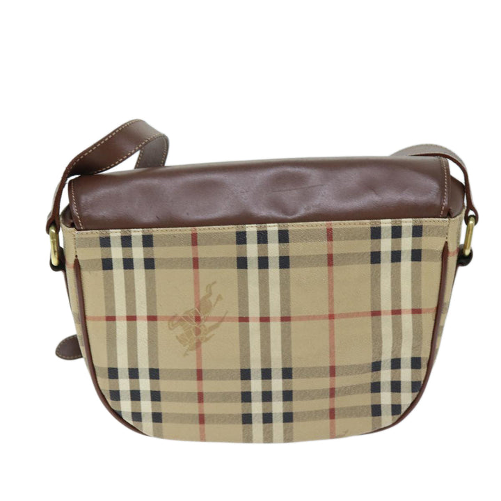 BurberrySs Nova Check Shoulder Bag PVC Leather Beige Auth 74258