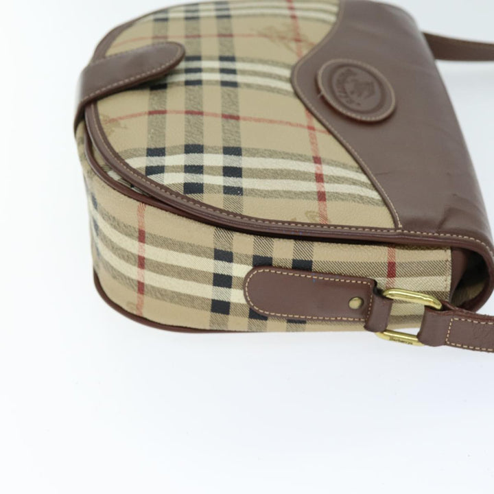 BurberrySs Nova Check Shoulder Bag PVC Leather Beige Auth 74258
